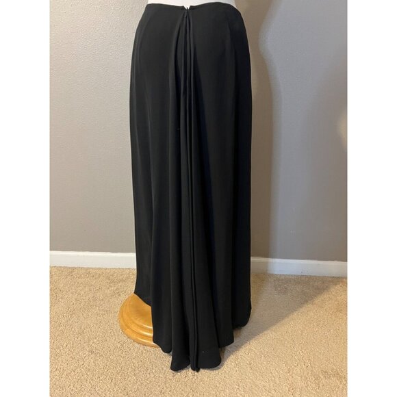 Talbots Long Maxi Skirt 4 Black SILK Back Pleat Classic Flat Front NWT $148 - Picture 6 of 12